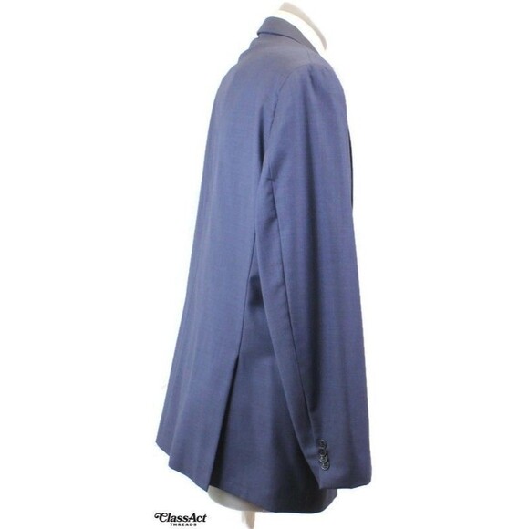 Tommy Hilfiger 2 Piece Suit Mens Blue Wool 2 Btn 48L Flat Fronts 40" Waist - Picture 7 of 11